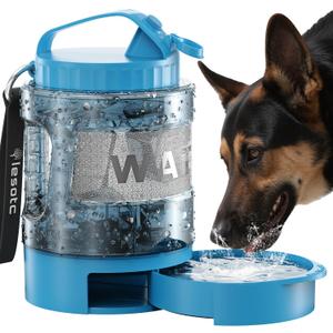Dog Water Bottle Travel Portable - 77oz Large Travel Water Bowl Dispenser for Dogs Camping Essentials Hiking Beach Road Trip Park Walking On The Go Must Haves, Blue