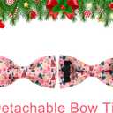 Christmas Dog Collar with Bow Tie, Pink Christmas Tree Collars for Dogs, Adjustable Pet Collar with Cute Xmas Tree Pendant, Winter Dog Accessories for Small Medium Large Dogs M