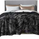 Bedsure Fluffy Tie Dye Black King Size Blanket for Bed, Thick Soft Sherpa Faux Fur Fleece Bedding Fuzzy Plush Winter Warm Heavy Oversize Big Large King Blanket, Cozy Black Gifts for Men Women, 108x90