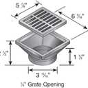 NDS 640 6-Inch Square Grate with Low-Profile Adapter Drain, Connects to 3-Inch and 4-Inch Drain Pipes and Fittings, for Small Lawns, Landscaping and Patios, Plastic, Black