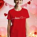 Valentines Day Shirt for Women Valentines Love Heart T-Shirts Romantic Love Tee Tops (Red, XL)