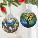 Christmas Decorations Ornaments, Stained Glass Ornament, Christmas Tree Ornaments, 2025 Gift Ornament, Xmas Gift for Friend Family Coworker - Butterfly