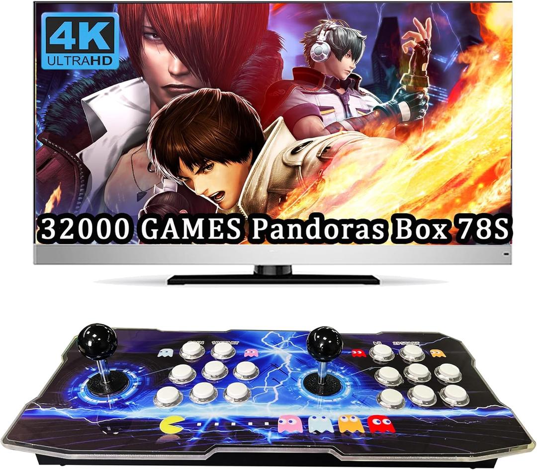 RegiisJoy 32000 mini Pandoras Box 78S for Child Arcade Game Console 4 Player 3D Magical Modified Game, Search Save Delete Cheat Function, Favorite List, One-Button Combo, 128G TF, 12 Classification (Pac)