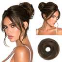 RUWISS Small Messy Bun Hair Piece Human Hair, One Hairpiece Two Styles Mini Natural Looking Scrunchies Updo for Daily, Hair Buns for Thin & Fine Hair Women Ponytail Extension (Brown Mixed)