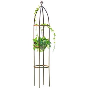 100% Metal Obelisk Garden Trellis 6.3 Feet Tall Sturdy Plant Support for Climbing Vines and Flowers Stands,1pc Upgrade (Bronze, Large)