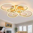 Modern LED Ceiling Light 41inch with Remote Dimmable 8 Ring Flush Mount Ceiling Light Fixture for Living Room Bedroom Kitchen Dining Room (Gold)