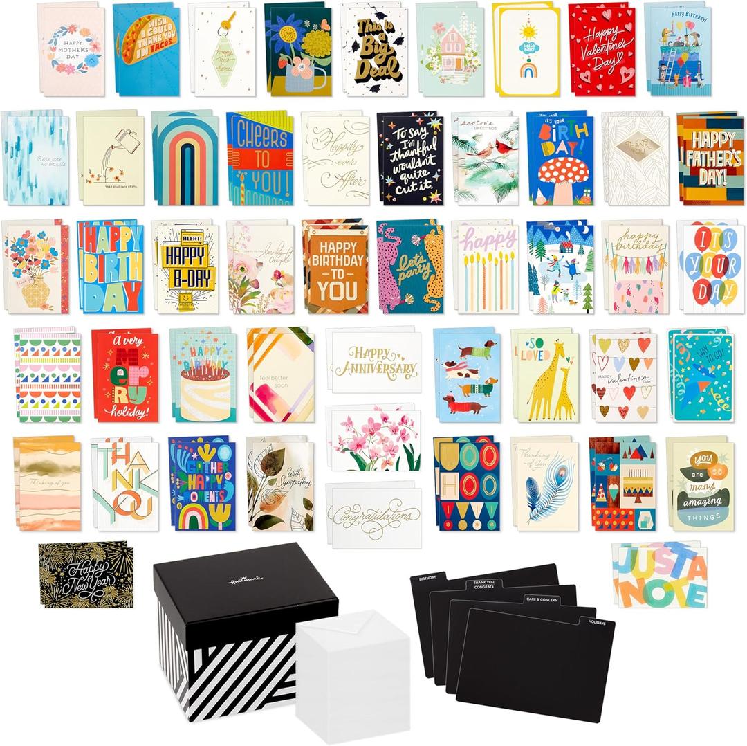 Hallmark Bulk Greeting Card Assortment with Organizer (100 Cards with Envelopes) Birthday Cards, Thank You Cards, Wedding Cards, Sympathy Cards, Holiday Cards, Congrats Cards