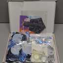 HOUSE OF PARTY Space Balloon Arch Kit - Metallic Blue, Pearl Navy, Silver and Galaxy Astronaut Balloons. Silver Holographic Fringe Curtains for Space Birthday Party Decorations