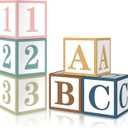 6 Pieces ABC and 123 Balloon Box Back to School Party Decoration 11.8 Inch ABC Alphabet Block Boxes Party Decor Boho Style Boxes for Baby Shower School Celebration