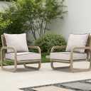 24x24 Outdoor Chair Cushions Set of 2, Waterproof Deep Seat Cushions for Patio Furniture with Removable Cover,Fade Resistant 4'' Outdoor Seat Cushion with Ties Handle for Sofa Couch,Cream Black Piping