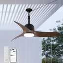 42" Outdoor Ceiling Fans with Lights and Remote Control, IP66 Wet Rated Waterproof Ceiling Fan with 6-Speed DC Motor, Farmhouse Gazebo Fan for Porch Patios Pavilion Black