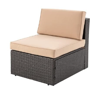 Shintenchi Furniture Sets Outdoor All-Weather Sectional Patio Sofa Cushion and Red Pillows, Beige