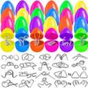 Easter Basket Stuffers Essentials for Teens Kids, Easter Egg Fillers - 24Pcs Prefilled Easter Eggs with Metal Brain Teaser Puzzle Toys for Girls Boys, Classroom Treasure Box Prizes, Party Favors