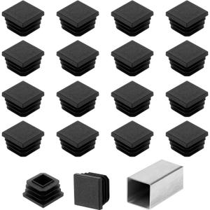 uxcell 1" (25mm) Square Tubing End Caps, 50 Pcs Plastic Hole Plugs Insert End Cap for Metal Tubing Post Chair Leg Table Bookshelves Furniture, Black