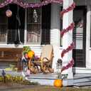 2 x Halloween Tinsel Garland Party Decorations 33FT Orange Purple Black Halloween Pumpkin Bat Garland Twist Hanging Indoor Outdoor Decorations