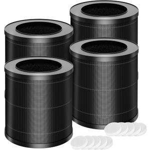 4 Packs MR2566 H13 True HEPA Replacement Filter Compatible with MORENTO MR2566 Air Cleaner Purifier with 10pcs Aroma Pads, 3-in-1 True HEPA Activated Carbon Pre-Filter, Basic Version