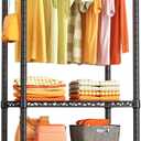 Ulif H4 Mini Portable Closet, 4 Tiers Freestanding Clothing Garment Rack for Small Space, Metal Clothes Wardrobe System for Bedroom, 23.6" W x 14" D x 76.4" H, Load 502 lbs, Black