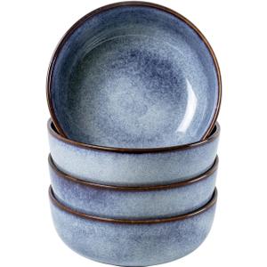 UNICASA Ceramic Cereal, Soup Bowl Set 25 Ounces - Serving Bowls for Salad, Fruit, Pasta, Dinner, Microwave and Dishwasher Safe (Blue) (25 Oz)