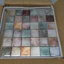 Antique 2'' x 2'' Glass Squared Tile Glazed Red Grey Grid Mosaic Wall Backsplash Tile PT31 (Box of 5 Sheets) (Multicolor)