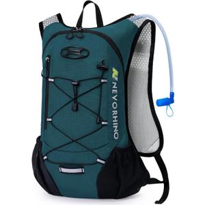 Lightweight Hydration Backpack, Running Backpack with 2L Water Bladder, Hydro Water Daypack for Cycling Hiking Rave for Men Women (Plaid Dark blue)
