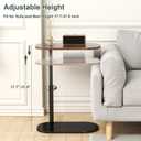 C Shaped Side Table, Adjustable Height C Shaped End Table, 360°Swivel Couch Side Tables That Slide Under, Modern Small Coffee C Table End Table for Sofa/Bed/Bathtub, Rotating Tabletop (Wood), 18"L x 12"W x 18-31"H