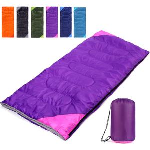 Camping Sleeping Bag for Adults Boys and Girls,Cold and Warm Weather-Summer, Spring, Fall, Lightweight, Waterproof Compact Bag for Camping Gear Equipment, Traveling, and Outdoors (Purple)