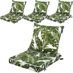 Deep Seat Cushions, Outdoor Cushions, Patio Furniture Cushions, Deep Seat & Back Cushion Patio Cushions for Backyard Couch Sofa Fade Resistant (22x24x4 inches 4 Sets, Green Leaves)