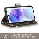 Asuwish Phone Case for Samsung Galaxy A55 5G Wallet Cover with Tempered Glass Screen Protector and Leather Flip Credit Card Holder Stand Flower Slot Cell Accessories A 55 55A A555G Women Men Rose Gold