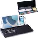 Varhomax Glass Desk Whiteboard with Storage, Desktop Organizer to-do List Memo Notepad Dry Erase White Board for Home Office and School Supplies (Gray&Black)