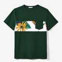 Patpat Men's Large Flower T-shirt with Front Pocket, Large, Green