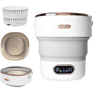 Portable Washing Machine,15L Collapsible Mini Washer with 3 Cleaning Modes Drain Basket Small Foldable Laundry Machine for Travel Camping Dorms RVs Apartments Baby Clothes Underwear Socks Delicates (Grey)