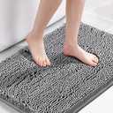 H.VERSAILTEX Microfiber Bath Rugs Chenille Floor Mat Ultra Soft Washable Bathroom Dry Fast Water Absorbent Bedroom Area Rugs Grey, 22 inches by 33inches