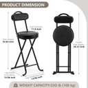 Folding Stool,24 Inch Portable Folding Bar Stool Chair with Backrest,Foldable Collapsible High Stools with Handle for Adults Kitchen Island,Black,1Pcs, Set of 1;24"