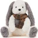 MINISO 10.5" Bunny Rabbit Stuffed Animal with Scarf Set Ultra-Soft Cuddle Cartoon Stuffed Plush Toy for Kids Boys Girls