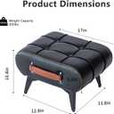 Small Footstool Ottoman - Stylish and Functional Faux Leather Footrest for Extra Seating in Living Room, Entryway, or Office, set of 1