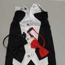 DENTRUN Cat Tuxedo Suit with Two Bow Tie, Stylish Cat Shirt Formal Outfit, Hairless Cat Fashion Apparel Fancy Clothes, Kitten Formal Attire Wedding Onesie Costume for Cats Only (Medium, Grey)