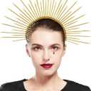 Fantherin Mary Halo Crown Headband Spiked Halo Crown Sunburst Goddess Headpiece for Cosplay Halloween Costume Party (Gold)