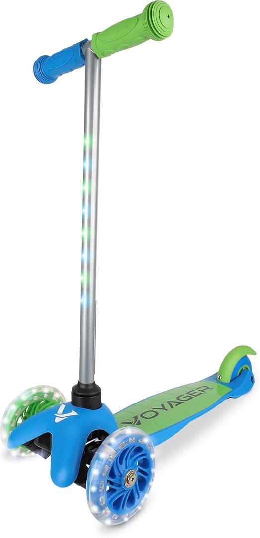 Scooter for Kids Ages 3-5 - Light Up Wheels, Extra Wide Deck, Foot Activated Break, Self Balancing Kids Toys for Boys & Girls (Green)