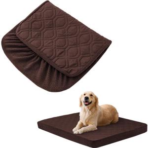 Dog Bed Covers Replacement Washable - Waterproof Dog Bed Covers Quilted, Water Absorbable Pet Puppy Bed Cover for Dog Cat, Cover Only 30Lx20Wx6H Inches Brown