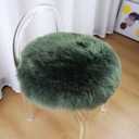 Square Fur Sheepskin Chair Cover Seat Cushion Pad Super Soft Area Rugs (Military Green, Round 16.5" (Pack of 1))