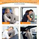 Sunany Travel Pillow, Inflatable Neck Pillow Used for Airplanes/Cars/Buses/Trains/Office Napping with Eye Mask/Earplugs (Gray) (Medium, Grey)