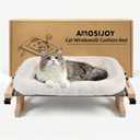 AMOSIJOY Cat Sill Window Perch Sturdy Hammock Window Seat with Cushion Bed Cover, Wood & Metal Frame for Large Cats, Easy to Adjust Cat Bed for Windowsill, Bedside, Drawer and Cabinet(Cushion Bed)