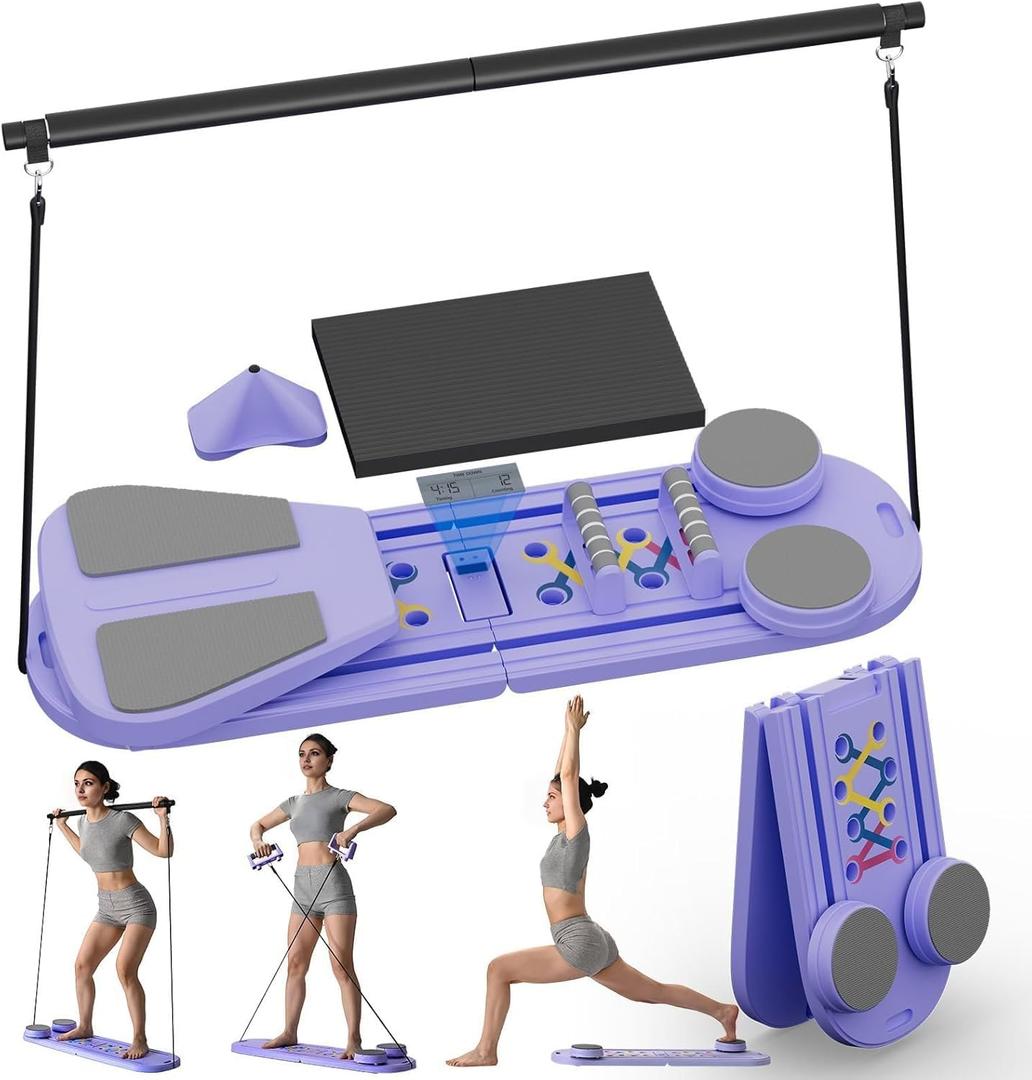 Pilates Reformer Sets Pilates Board 6in1 Multifunctional Abdominal core Trainer Workout Equipment, Exercise Board Foldable Ab Board Trainer Pilates Exercise Machine (Purple)