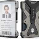 Minimalist Wallet for Men- Slim Aluminum Metal Money Clip Wallet with Clear ID Card Holder, Carbon Fiber Wallet, RFID Blocking, Holds up 15 Cards with Cash Clip, Ultra-Thin Tactical Wallet- Gunsmoke