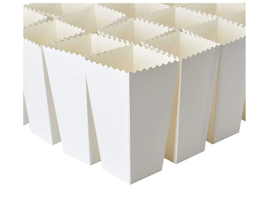 BLUE PANDA 100 Pack White Popcorn Boxes Bulk for Party - White Popcorn Containers for Movie Night & Carnival Decorations - 46 oz Paper Box (7.8 x 4.25 x 4.25)