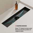Linear Shower Drain, 304 Stainless Steel with Adjustable Leveling Feet, Hair Strainer,Reversely Install Place to Create an Invisible Floor Drain - Black -48-Inch