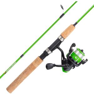 Fishing Rod and Reel Combo - Kettle Series Fiberglass Pole with Spinning Reel, Cork Handle, and Beginners Tackle Kit by Wakeman