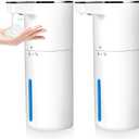 Touchless Automatic Soap Dispenser, 2 Pack Smart Sensor Foam Hand Wash Dispenser, USB Rechargeable & Adjustable Customizable for Bathroom Countertop Kitchen Sink, 13.5 oz White