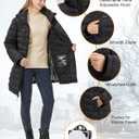 Graphene Heated Jacket for Women, Long Heated Coats for Women with Battery Pack 8 Heating Zones Detachable Hood (Small)