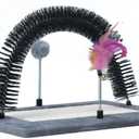 Interactive Toy with Scratching Pads for Indoor Cats,Interactive Cat Toy with Feather Toys and Self-Grooming Brush,Interactive Cat Toy for Indoor Cats,Grey (Square)